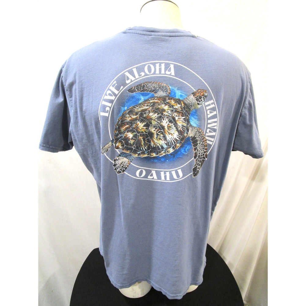 Comfort Colors Live Aloha Oahu Hawaii Sea Turtle Graphic T Shirt Men XL